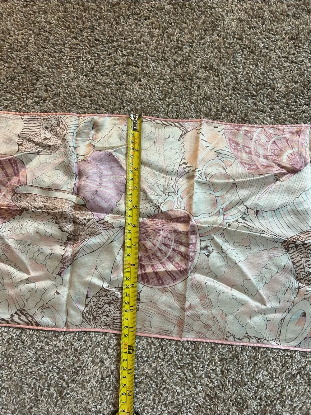 Vintage Cream and Pink Silk Seashell Scarf